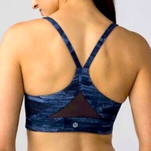 LULULEMON TRAIN TIMES SPORT BRA MESH PANEL RACERBACK BLUE COLOR SIZE 2 PTP 11.5”